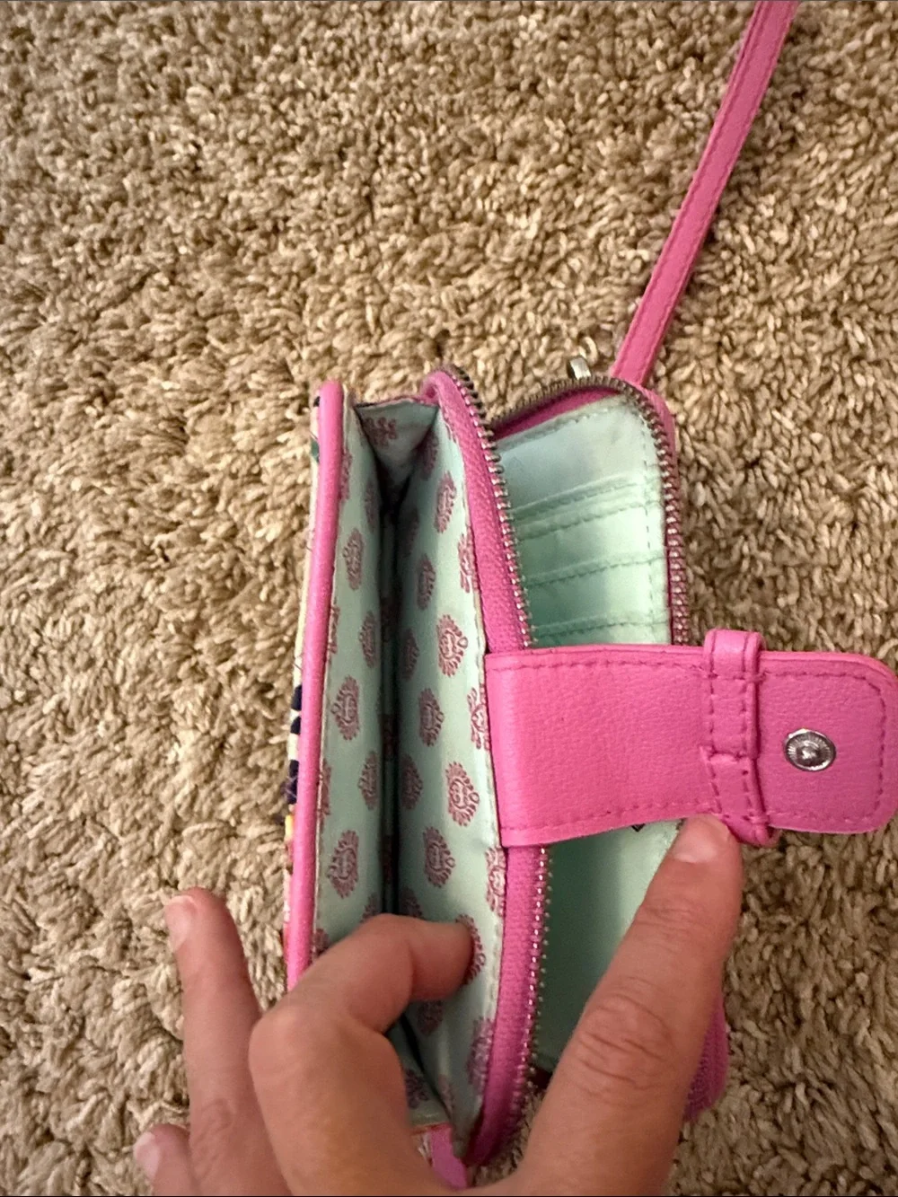 Vera Bradley Floral Quilted Wristlet in Pink Multi